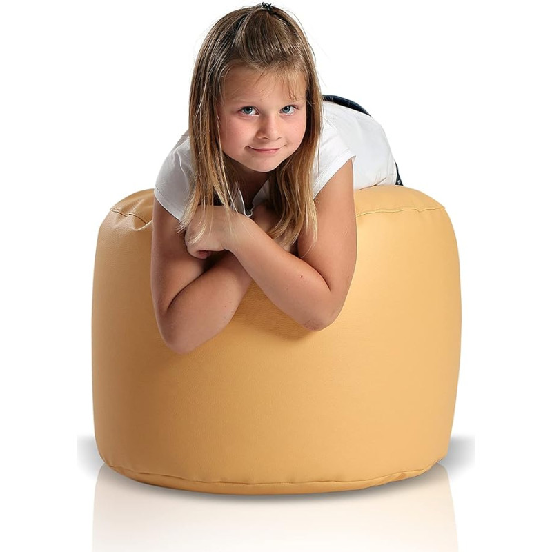 Ecopuf Point Pouf Stool 55 x 40 cm dirbtinės odos Pouf Stool Apvali sėdynė Pouf Tinka naudoti patalpose ir lauke kaip kojų pagalvėlė Joga sėdynės pagalvėlė Meditacija pagalvėlė su polistireno užpildu (EPS karoliukai)
