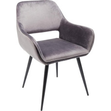 Kare San Francisco Designer Armchair Grey Velvet Look Dining Room Chair Lounge Chair Elegant Chair with Armrests Living Room Dining Room 82 x 59 x 61 cm (H x W x D)