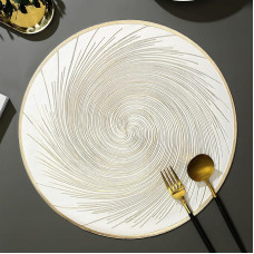 Tischset 6Er Set Rund, Whirlpool-Muster Platzset & Küstenfahrer, Tischset für Küchen, Gold, 38cm