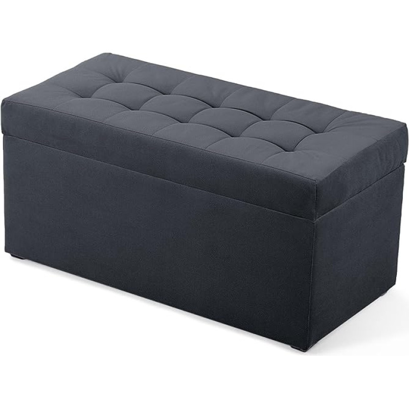 mg design Minkšta minkšta taburetė, 45 x 90 cm, grafito spalvos - minkšta sėdynė, atlenkiama, su laikymo vieta (105 litrų), išlaiko iki 100 kg svorį, pinta - taburetė svetainei, miegamajam, prieškambariui