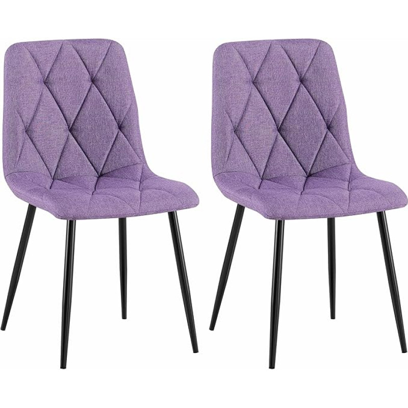 CLP Clairton valgomojo kėdės 2 minkštų virtuvės kėdžių su dygsniuotu užvalkalu ir juodu metaliniu rėmu Maksimali apkrova 150 kg Spalva: Medžiaga: violetinė: Medžiaga