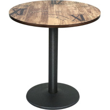 Round Dining Table 70 cm Wood Colour with Number Pattern - Modern Kitchen Table Small, Dining Room Table Round with MDF Top & Metal Leg, for Living Room, Dining Room & Cafe