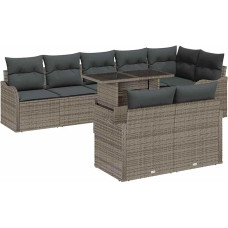 Garten-Sofa-Set mit Kissen 9 pcs Grau Poly Rattan Modelis3348485