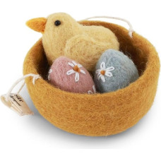 Gry & Sif Handmade & Fairtrade Certified Stylish Danish Design x Nepali Artisans | Nest with Eggs & Chicks | Easter Decoration