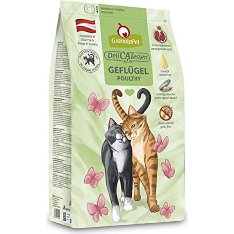 GranataPet Delicatessen Adult Poultry, 300 g, sausas ėdalas katėms, skanus kačių ėdalas, visavertis pašaras be grūdų ir cukraus