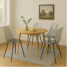 4 sėdmaišių rinkinys Agate, Poltrona in PET, Sedia da pranzo ergonomica, Seduta per riunioni, 53 x 46 x 81 cm, Fumé