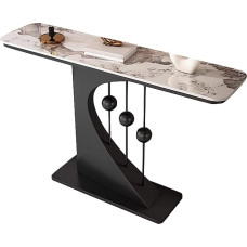 Modernus prieškambario stalas su uolos viršumi, siauras prieškambario arba svetainės stalelis, stilingas prieškambario stalas, smėlio ir juodos spalvos, 100 cm, siauras sofos stalas