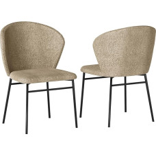 HOMCOM 2 x valgomojo kėdė Virtuvės kėdė Minkšta lino išvaizdos audinio sėdynė Tvirtos plieninės kojos Biuro kėdė Modernus dizainas Šviesiai ruda