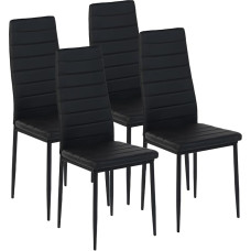 Dining Room Chairs Set of 4 Dining Chairs with High Backrest Kitchen Chairs for Dining Room, Kitchen and Office Furniture, Metal Legs, Black