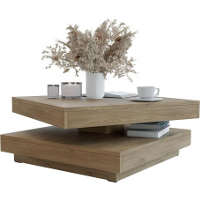 Mirjan24 Luriso kavos staliukas, sofos staliukas, laisvai pasukamas stalelis, kavos staliukas, svetainės staliukas, arbatos staliukas (Cremona Torro ąžuolas)