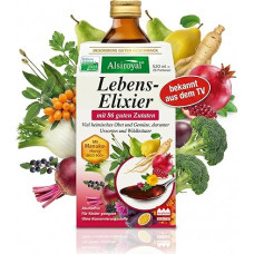 Alsiroyal Lebens-Elixir 520 ml - mikroeliksyras su 86 ingredientais iš vaisių, daržovių ir žolelių + Manuka medus MGO 500+ - vitaminų gėrimas be konservantų ir saldiklių - taip pat skirtas