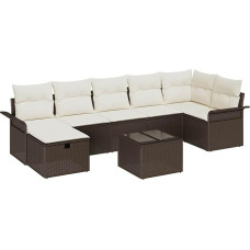 8-teiliges Garten-Sofa-Set mit Kissen in braunem Poly-Rattan, 2-Sitzer Garten-Sofa mit Stauraum & Kissen in braunem Poly-Rattan Gartenlounge Modelis3360239