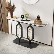 Modernus kaimiško stiliaus konsolinis staliukas su marmuro imitacija - idealiai tinka svetainei, prieškambariui, prieškambariui arba kaip staliukas už sofos (juodas, 80 cm) - stilingas baldas jūsų namuose