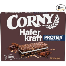 Haferriegel Corny Haferkraft Protein Kakao| 16% Protein | Vollkorn Proteinriegel ohne Zuckerzusatz | Mit feiner Schokolade | Snack für unterwegs | 3 x 40 g