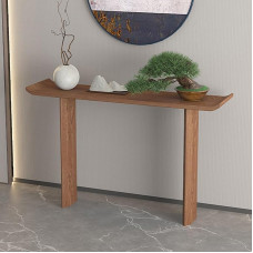 Schmaler Konsolentisch Beistelltisch, Kleiner Ausstellungstisch, Sofatisch Holz Eingangstisch Konsolentische Flurtisch for Wohnzimmer, Hausflur, Schlafzimmer, Flur (Brown, 140cm/55in)