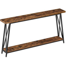 Mediniai konsoliniai stalai, konsolinis stalas su 2 atviromis lentynomis, dekoratyviniai prieškambario stalai, metalinis rėmas, įėjimo į kambarį stalas (130 cm / 51,1 colių)