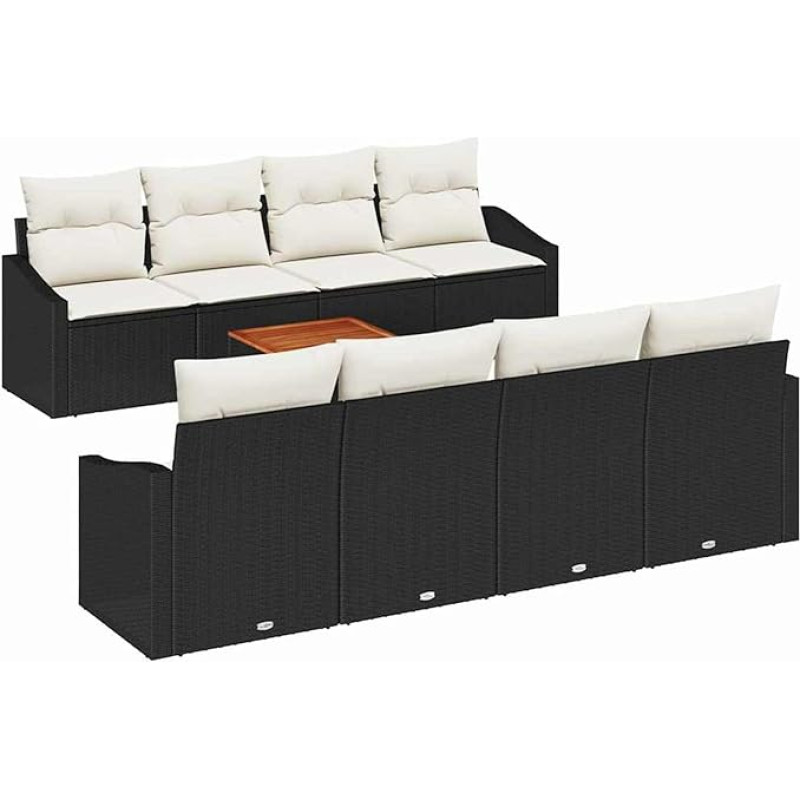 Gartensofa-Set mit Kissen 9 pcs Schwarz Poly-Rattan Gartenmöbel Modelis3347803