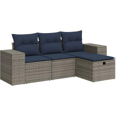 Garten-Sofagarnitur Set mit Stauraum & Fußhocker - PE-Rattan, 55x53x34 cm, für Terrasse und Innenhof Modelis3325657