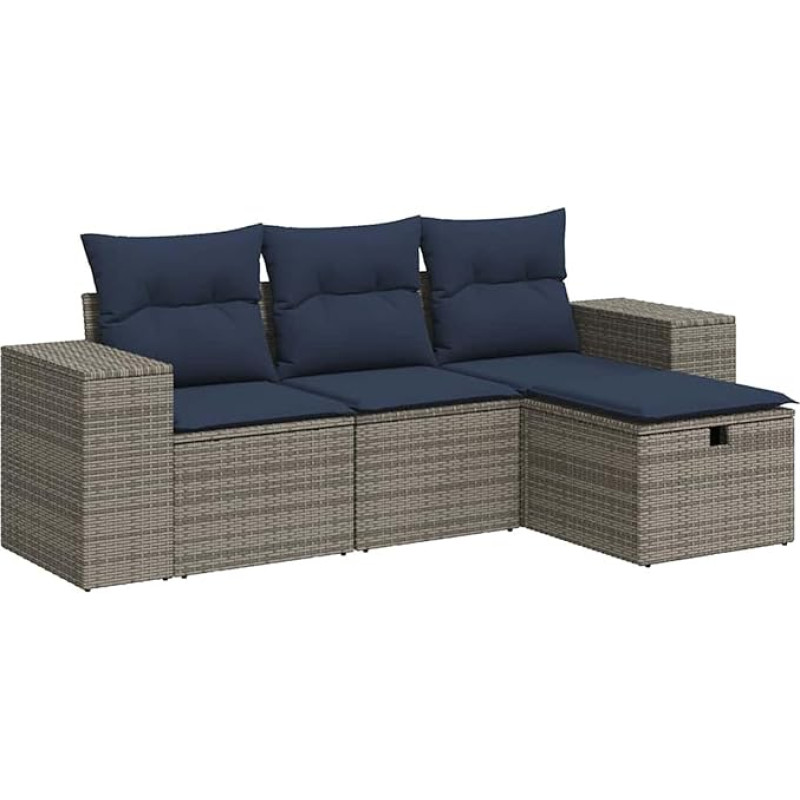 Garten-Sofagarnitur Set mit Stauraum & Fußhocker - PE-Rattan, 55x53x34 cm, für Terrasse und Innenhof Modelis3325657