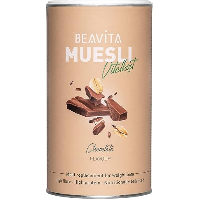 BEAVITA Šokoladiniai daug baltymų turintys dribsniai be cukraus (500 g) - daug skaidulų turinti granola be cukraus, granola be cukraus kaip baltyminis užkandis, be glitimo,