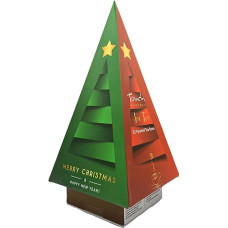 Arbatos medžio kalėdinė dėžutė | 32 piramidiniai maišeliai | 4 šventinės arbatos | Baltoji, žalioji, Sencha, Lychee | Puiki ir elegantiška dovana | Ribotas šventinis leidimas