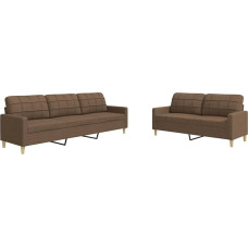 Rudos spalvos medžiaginė sofa su 2 ir 3 sėdimomis vietomis - patogus paminkštinimas, poliesteris, metalinis rėmas, 140 x 50 cm ir 210 x 50 cm - svetainės arba biuro modelis3278322