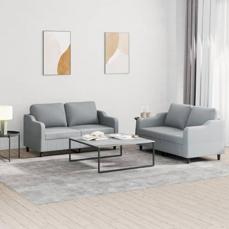 3201802 2 dalių sofos komplektas su pagalvėle Sofa Svetainės sofos komplektas Sofos svetainei Šviesiai pilkas audinys