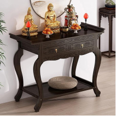 Generisch Meditationsaltartisch mit Schubladen, kompakter Meditationsschrank mit Ausziehplatte für Wohnzimmer, Schlafzimmer, Büro, Badezimmer - 100 x 33 x 100 cm (39,4 x 13 x 39,4 Zoll)