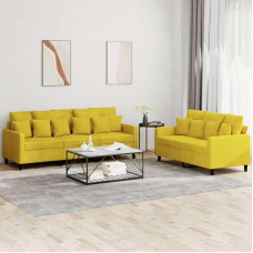 2-TLG. Sofagarnitur mit Kissen Sofa Wohnzimmer Sitzgruppe Wohnzimmer Sofa Set Sofas FüR Wohnzimmer Gelb Samt - 3201726