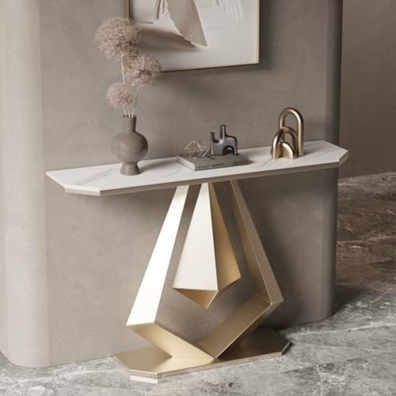 Konsolentische für den Eingangsbereich, moderner Akzent-Sofatisch, Flurtisch, moderner Akzenttisch, für Wohnzimmer, Eingangsbereich, Flur, Schlafzimmer (Gold-A, 39,3 Zoll/100 cm)