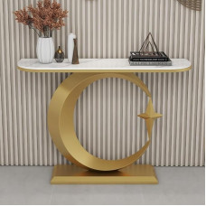 Moderner Konsolentisch mit stabilem Metallfuß und eleganter Marmorplatte, perfekt für Flur, Eingangsbereich oder hinter der Couch