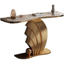 Industrieller Konsolentisch in Gold für Eingangsbereich und Flur - schmaler Tisch hinter der Couch, stilvolles Wohnzimmer-Foyer-Möbel (39,5 x 18 x 33,5 Zoll)