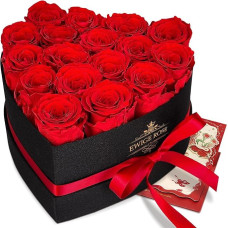 17 begalybės rožių, amžinosios raudonos rožės dovanos moterims, išsaugotos rožės širdies dėžutėje moterims, motinai, gimtadieniui, jubiliejui, Valentino dienai, Motinos dienai, Kalėdoms, vestuvių metinėms,