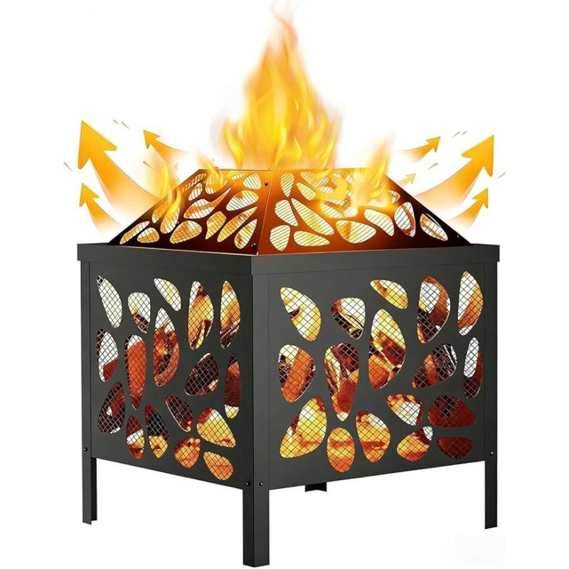 Lauko laužavietė, malkų židinys, laužavietė, židinys terasai, stovyklavietei, kiemui, piknikui, verandai (schwarz, 40 cm)