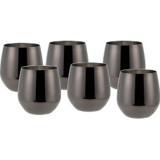 ECHTWERK taurės vynui, 6 dalių raudono vyno taurės, nerūdijančio plieno gertuvės, nedūžtančios gertuvės, nedūžtančios taurės, juodos spalvos, 500 ml