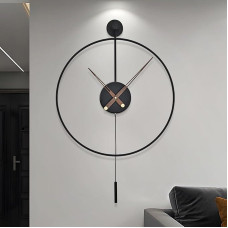 Modern Decorative Pendulum Wall Clock for Living Room Kitchen Office Bedroom - Minimalist Design Battery Operated Non Ticking Silent Clock Movement Round Metal Wall Clocks Home Decor 50CM
