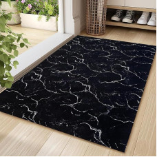 Indoor Doormat 80 x 120 cm, Washable Dirt Trapper Mat, Super Thin Entrance Door Mat, Non-Slip Dirt Trapper Durable Carpet, Absorbent Kitchen Runner, Black