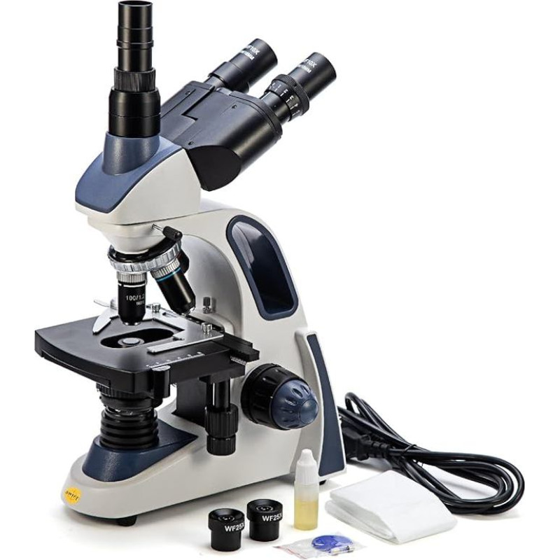 SWIFT SW380T 40X-2500X trinokulinis sudėtinis laboratorinis mikroskopas su dvisluoksniu mechaniniu stovu, 