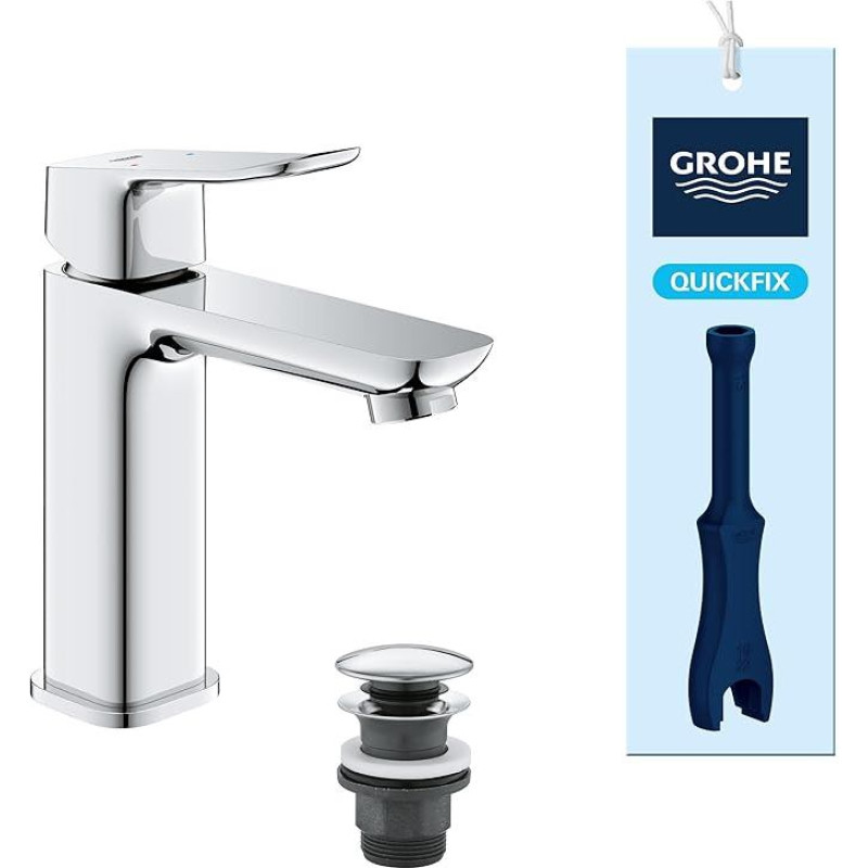 GROHE Dice, 1018330000 Praustuvo čiaupas, taupantis vandenį (čiaupas vonios kambariui, vonios čiaupas su nuleidimo funkcija 
