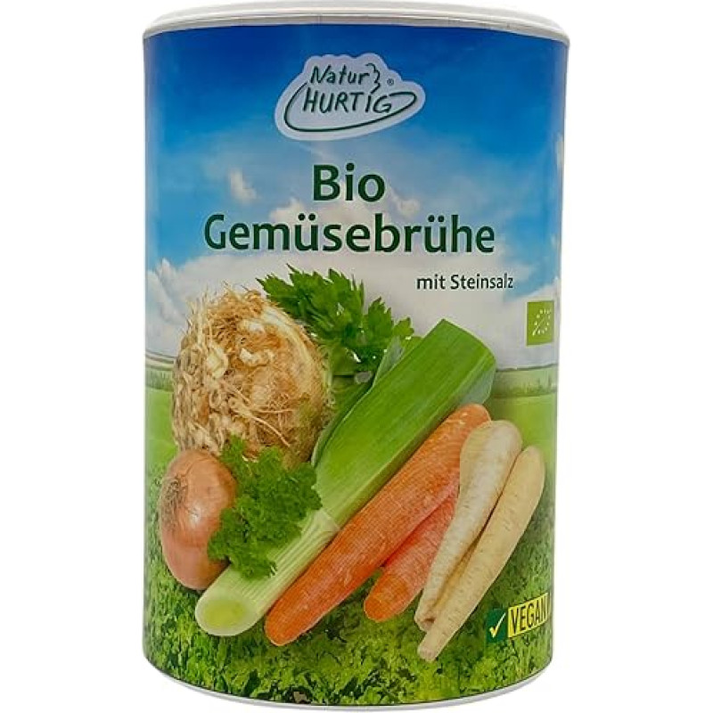 Natur Hurtig Ekologiškas daržovių sultinys 275 g | Be priedų, be gliutamato, be mielių | Vegan, rafinuotas su natūralia akmens druska