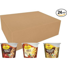 Maggi Five Minute Terrines, Assortment Box, Delicious Ready Meals in 3 Different Flavours, in Practical Cup, Pack of 24 (24 Cups)