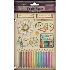 Stamperia - Coloured Wooden Shapes for Scrapbooks, Albums, Cards, Bullet Journals and More, Laser Cut, Printed for Enhanced Detail, Perfect for Hobbies, Crafts and Gifting (Daisy Art) (A5)