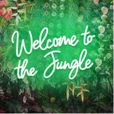 Welcome to the Jungle LED Neon Signs, Green Neon Lights for Wall Decoration, USB Light Up Sign for Garden, Home, Porch, Shop, Christmas, Living Room, Bar Decoration (16.5 x 11 inch)