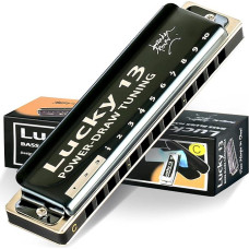 Rytų viršus Lucky 13 Bass Plus Blues Harmonica 13 skylių Diatoninė arfa Mouth Organ Profesionalūs muzikos instrumentai PowerDraw C Key suaugusiems