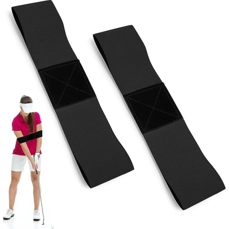 Golf Swing Training Aid Pack of 2 Golf Swing Trainer for Arms Posture Correction Golf Swing Bracelet for Training & Stability - Golf Training Aids for Men Women Beginners Black