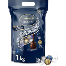 Lindt LINDOR šokolado rutuliukai, tamsus mišinys, 1 maišelis, sandariai uždaromas, apie 80 rutuliukų (50 %, 60 % ir 70 % kakavos), didmeninė pakuotė, šokolado dovana, šokolado dovana
