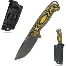 DC53 Plieninis peilis fiksuoto ašmenimis G10 rankena su Kydex dėklu vyrams EDC Camping Survival Outdoor (Black Stone Wash + Yellow Handle)