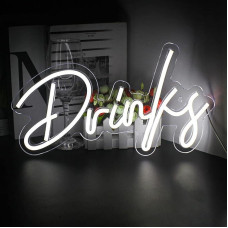 Looklight Gėrimai neoninis ženklas Cool White LED neoninė šviesa USB maitinimo raidės žibintai ženklas LED sienos menas miegamasis šalis klubas kavinė baras restoranas parduotuvė dekoras