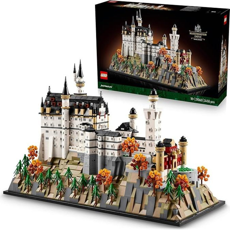 LEGO Neuschwanstein Castle 21063 - Neuschwanstein pilis LEGO architektūros rinkinys, įskaitant spausdintas plyteles, 2025 m. rugpjūtis