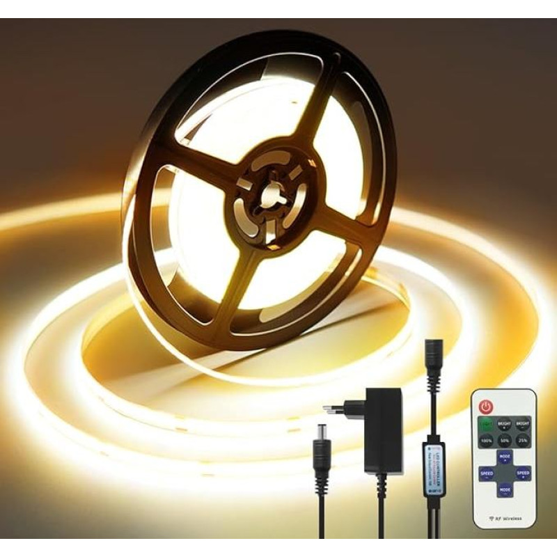 COB LED streifen Lichter 15m , 2 x 7,5m Super Helle 24V LED Band Lichter, Flexible COB Lichter mit RF Fernbedienung für Schlafzimmer Küche TV Hintergrundbeleuchtung Innen Außen DIY Dekoration